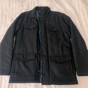 Men’s wool pea coat style jacket (large/black)